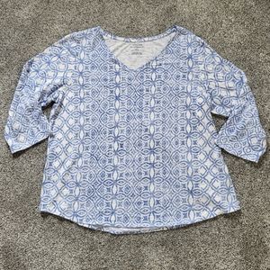 Chico's The Ultimate Tee Blue/White Top Size 3